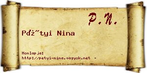 Pétyi Nina névjegykártya